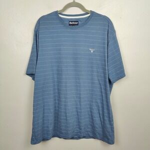 Barbour T-Shirt Mens‎ XXL Tailored Fit Blue Striped Crew Neck Casual Tee Preppy